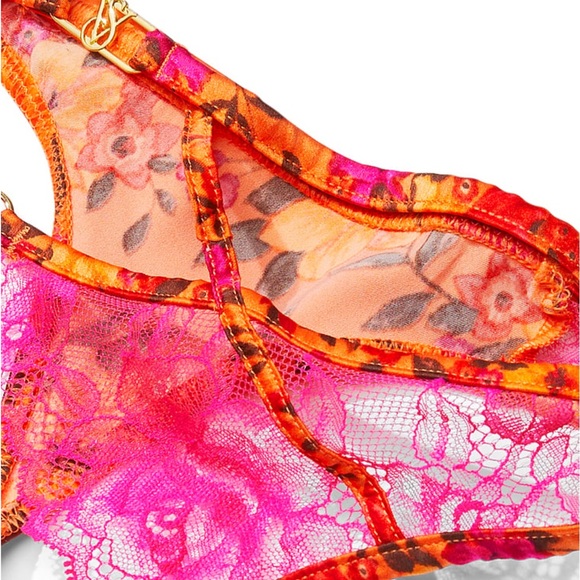 Victoria’s Secret 3PC VERY SEXY Satin Floral Bra Panty Garter Flaming Hot 🔥🔥🔥 - Picture 10 of 10